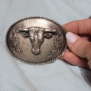 Silver Bull Head Belt Buckle